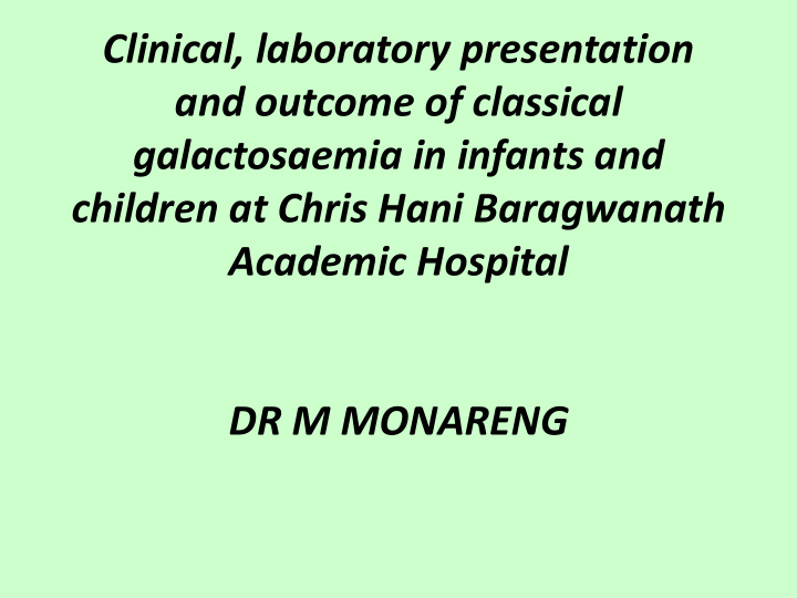 clinical laboratory presentation