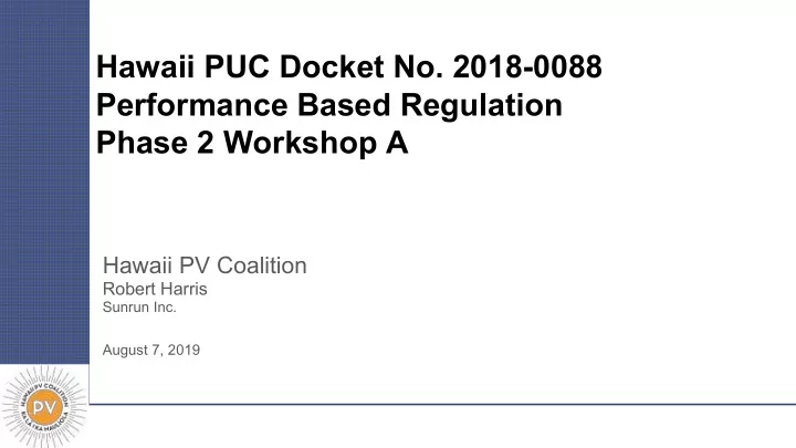 hawaii puc docket no 2018 0088 performance based