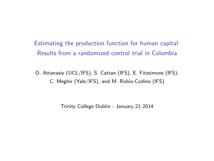 estimating the production function for human capital