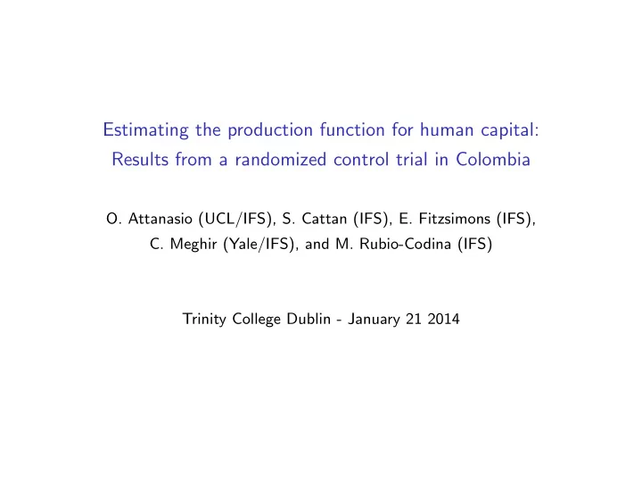 estimating the production function for human capital