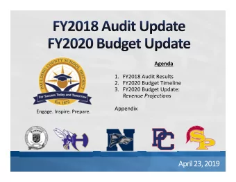April 23, 2019 Engage. Inspire. Prepare. FY2018 Audit Results  Annual Financial Report,