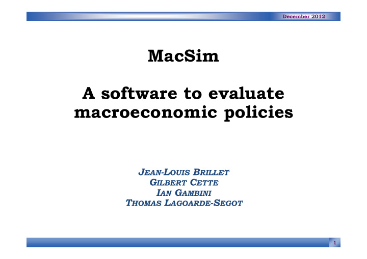 macsim a software to evaluate macroeconomic policies