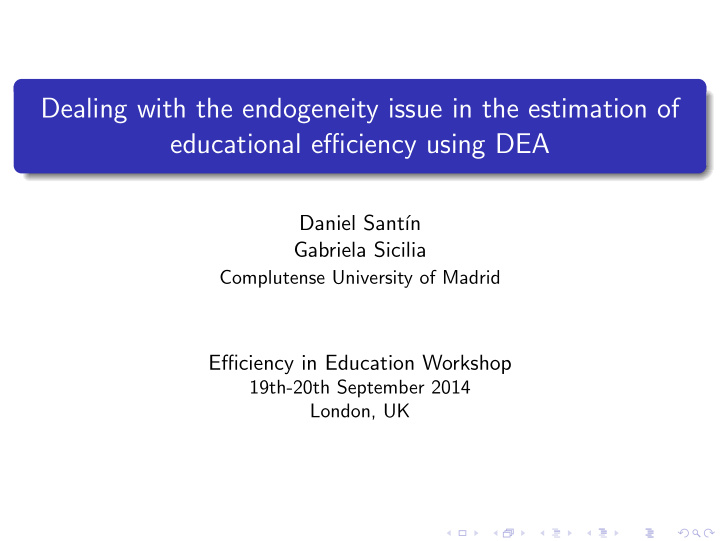 dealing with the endogeneity issue in the estimation of