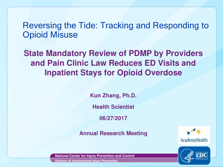 reversing the tide tracking and responding to opioid