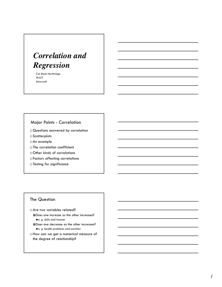 correlation and regression