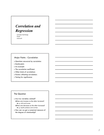 Correlation and  Regression