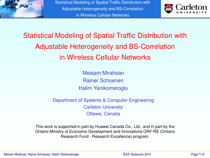 statistical modeling of spatial traffic distribution with