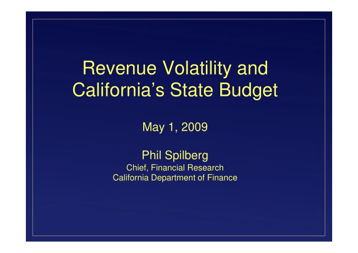 revenue volatility and california s state budget
