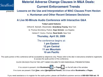 Material Adverse Change Clauses in M&amp;A Deals:  Current Enforcement Trends  Lessons on the Use