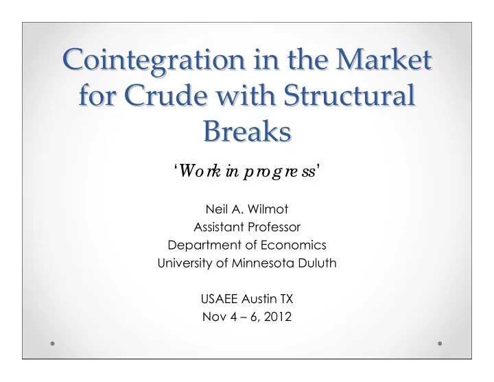 cointegration in the market cointegration in the market