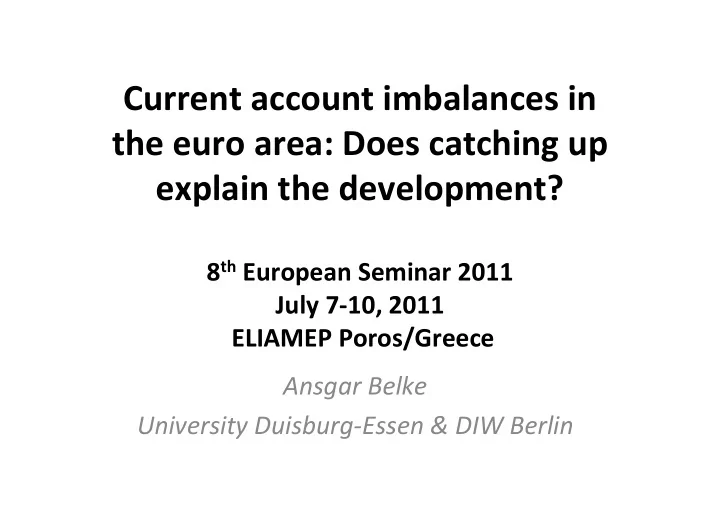 current account imbalances in the euro area does catching