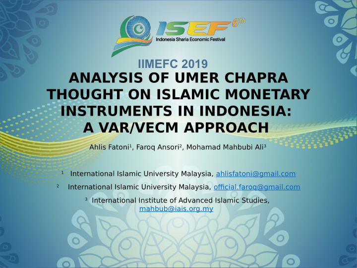 anal ysis of umer chapra thought on islamic monetary