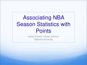 Season Statistics with  Points  Kaitlyn Kramer, Lauren Johnson  Villanova University  Variables