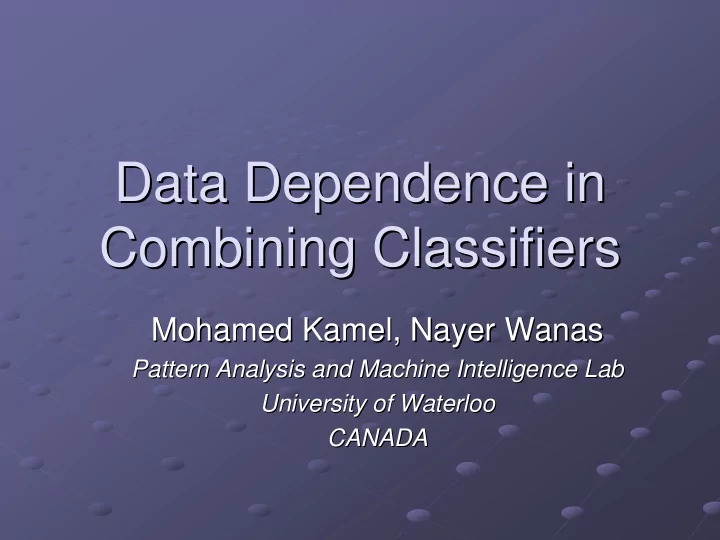 data dependence in data dependence in combining