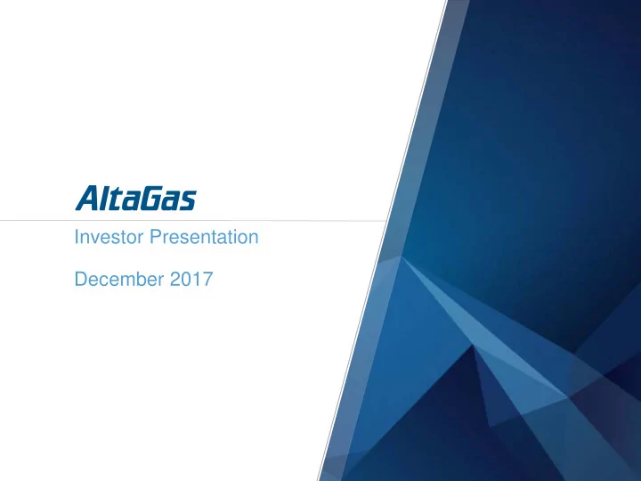 investor presentation december 2017 forward looking