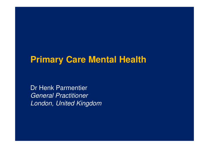 primary care mental health