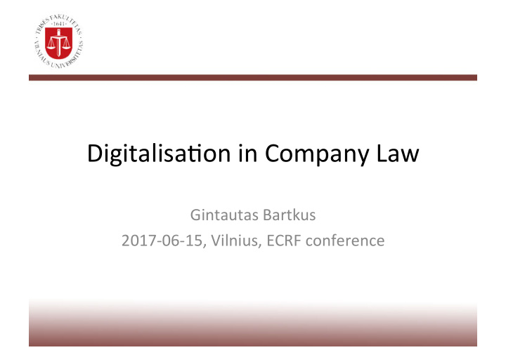 digitalisa on in company law