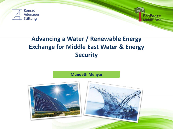 advancing a water renewable energy exchange for middle