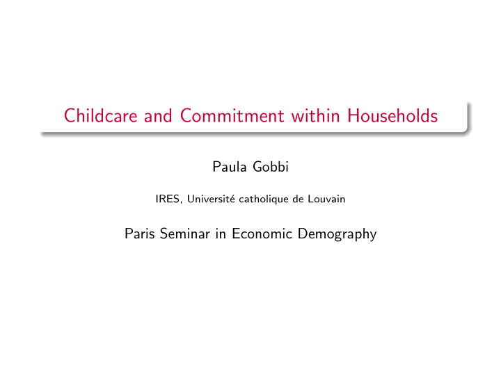 childcare and commitment within households