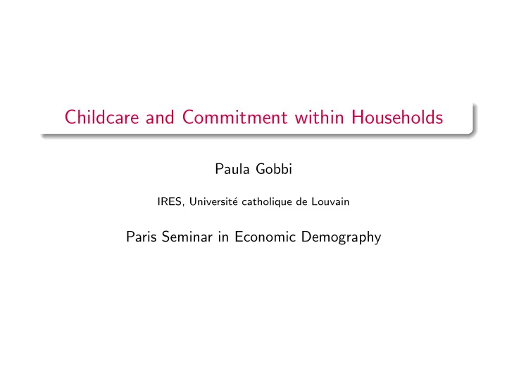 childcare and commitment within households