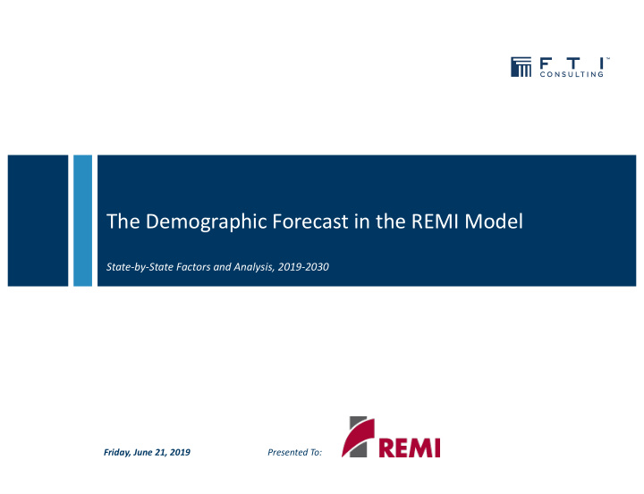 the demographic forecast in the remi model