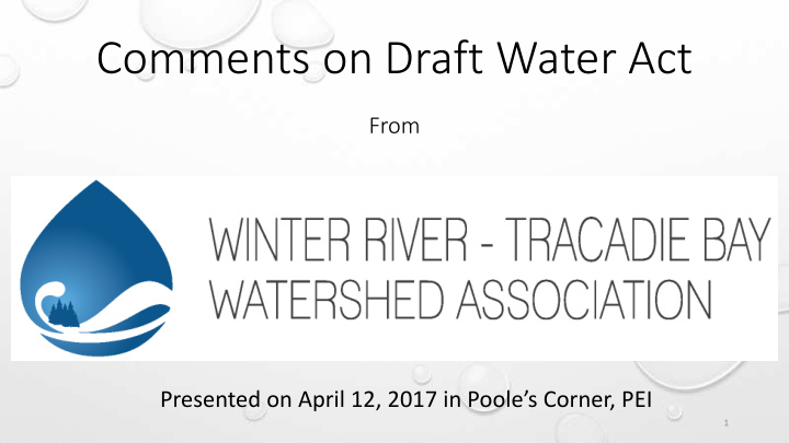 comments on draft water act