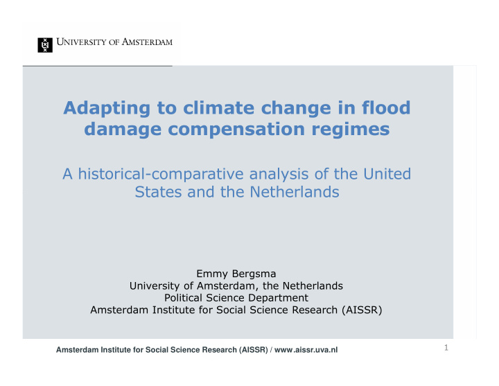 adapting to climate change in flood damage compensation