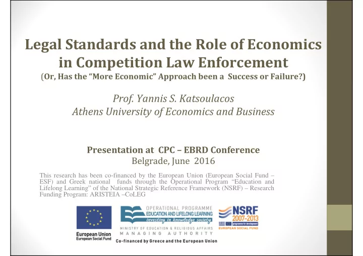 legal standards and the role of economics in competition