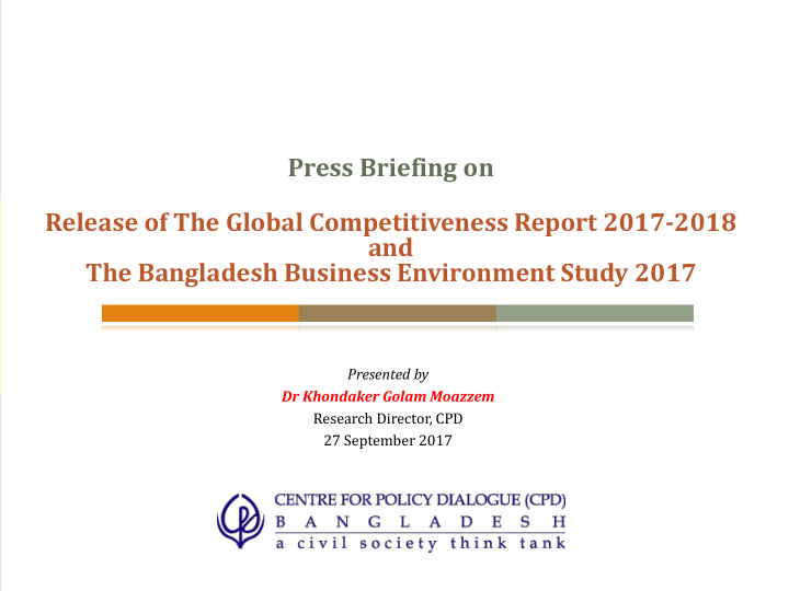 press briefing on release of the global competitiveness