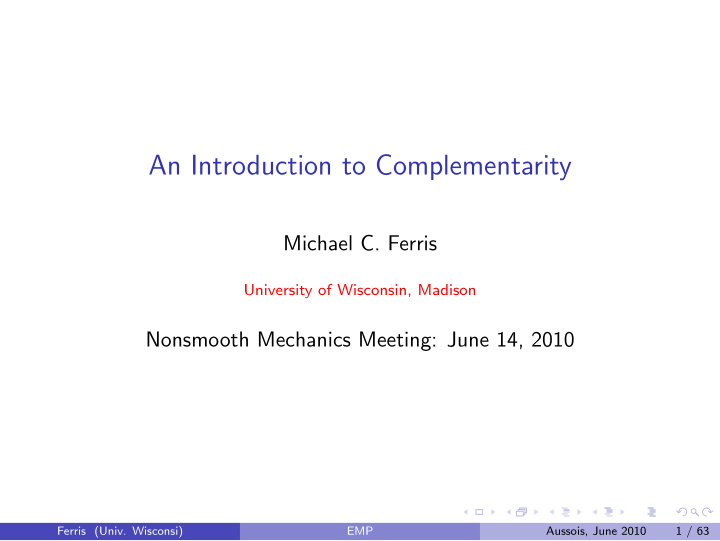 an introduction to complementarity