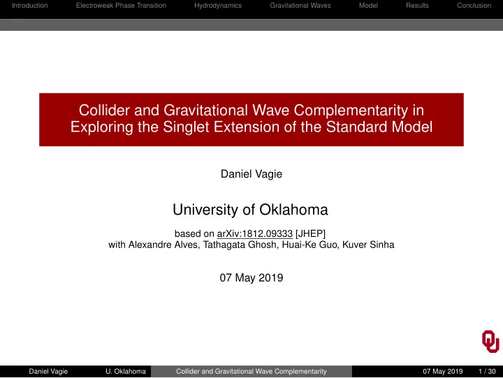 collider and gravitational wave complementarity in