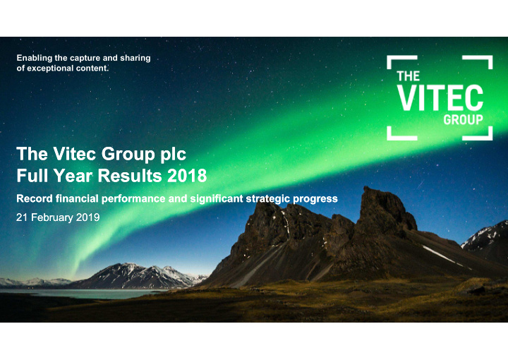the vitec group plc the vitec group plc full year results