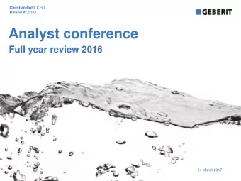 Analyst conference  Full year review 2016  14 March 2017  Agenda  Agenda  Review  C. Buhl  Sales