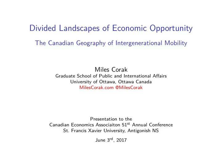 divided landscapes of economic opportunity
