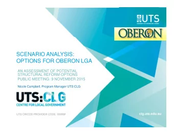 SCENARIO ANALYSIS:  OPTIONS FOR OBERON LGA  AN ASSESSMENT OF POTENTIAL  STRUCTURAL REFORM OPTIONS