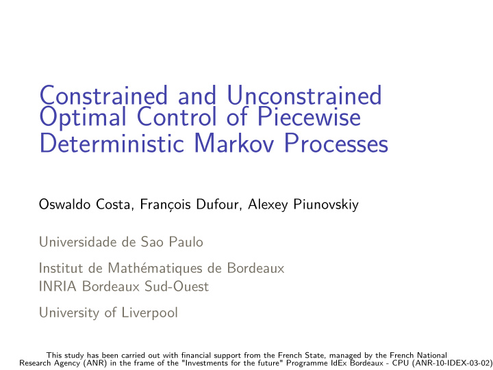 constrained and unconstrained optimal control of
