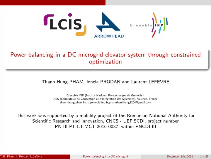 power balancing in a dc microgrid elevator system through