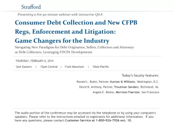 Presenting a live 90-minute webinar with interactive Q&amp;A  Consumer Debt Collection and New CFPB