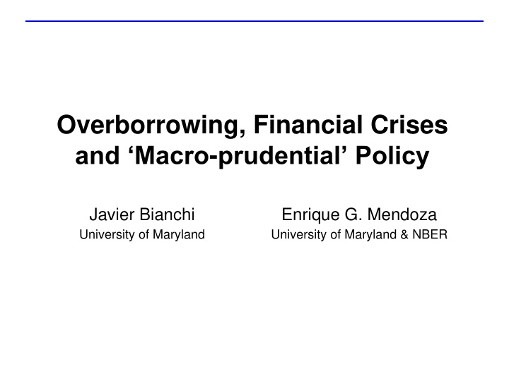 and macro prudential policy