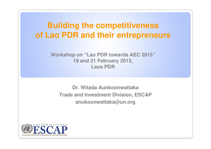 building the competitiveness of lao pdr and their