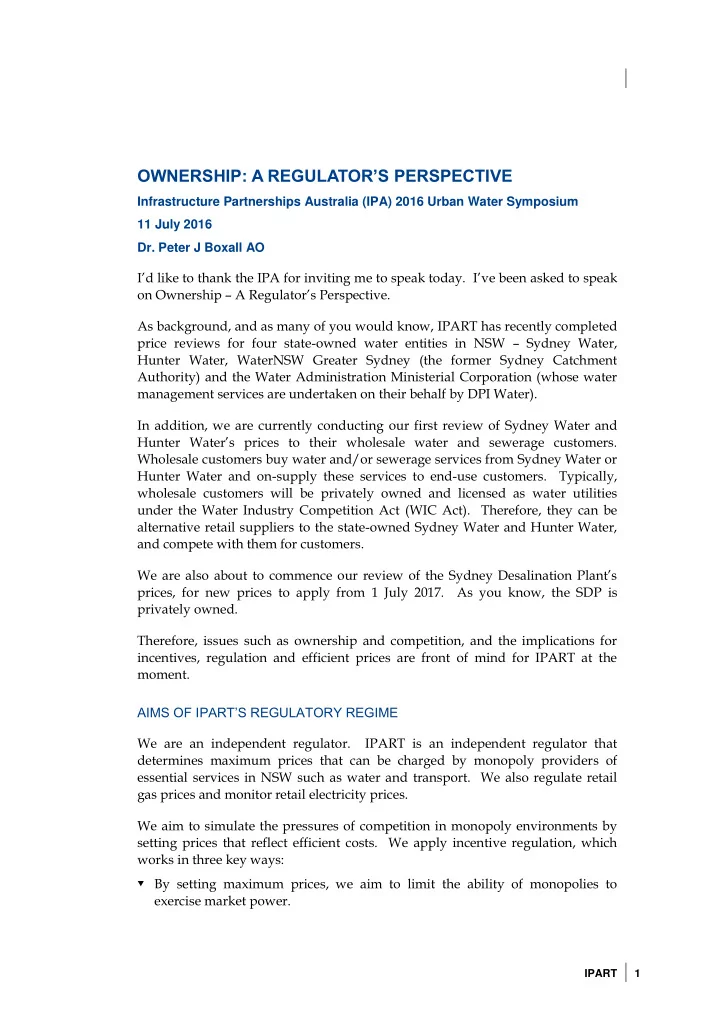 ownership a regulator s perspective