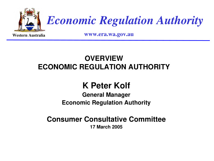 economic regulation authority