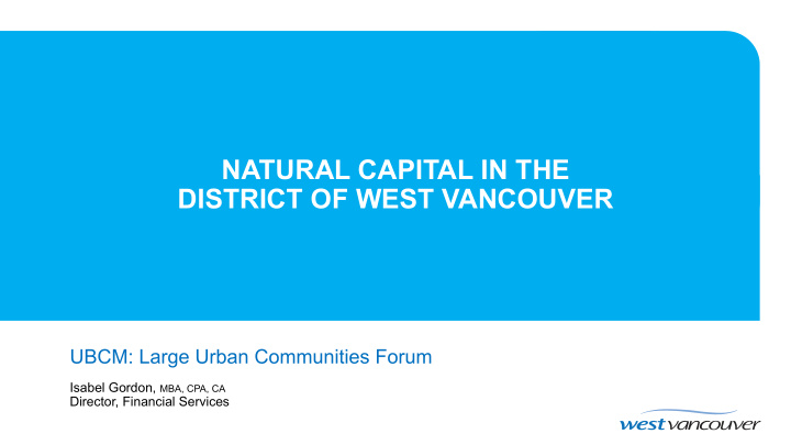 natural capital in the district of west vancouver
