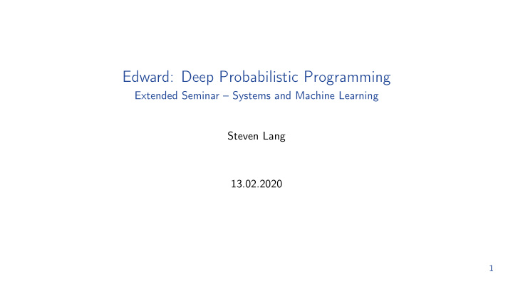 edward deep probabilistic programming