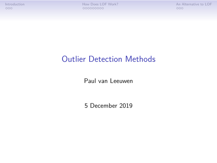 outlier detection methods