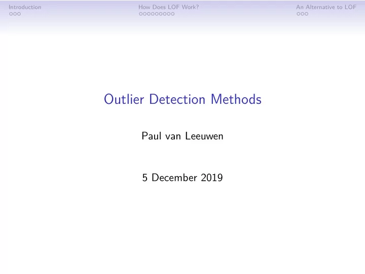 outlier detection methods