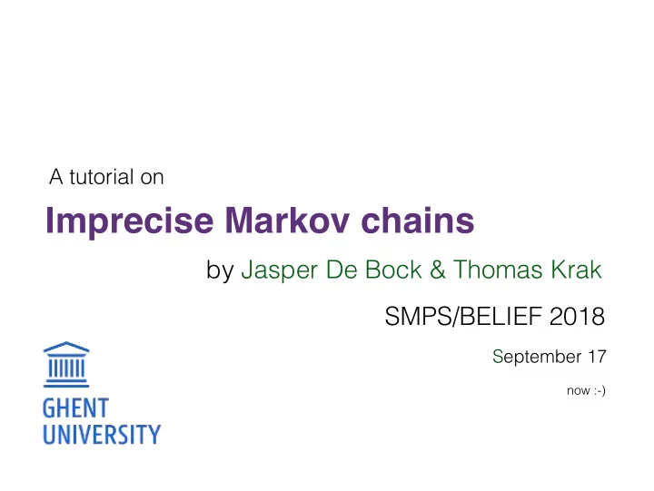 imprecise markov chains