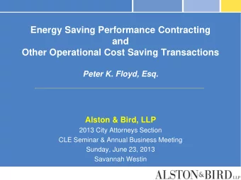 Energy Saving Performance Contracting  and  Other Operational Cost Saving Transactions  Peter K.