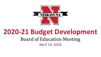 2020-21 Budget Development  Board of Education Meeting  April 14, 2020  Niskayuna Strategic Plan