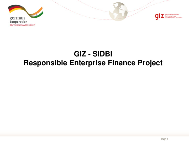 page 1 sidbi giz project on responsible enterprise